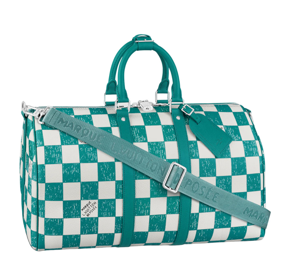 Louis Vuitton Keepall Bandouliere 45 Damier Checkerboard Teal Weekend Travel Bag